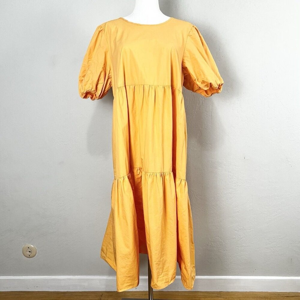 Peter Som Collective Marigold Tiered 100% Cotton Midi Dress Orange Size 12